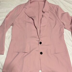 SHEIN Light Pink Blazer with Black Buttons
